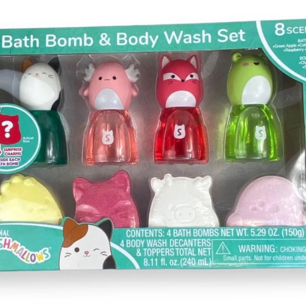 New in box Squishmallows Bath Bombs and Body Wash set